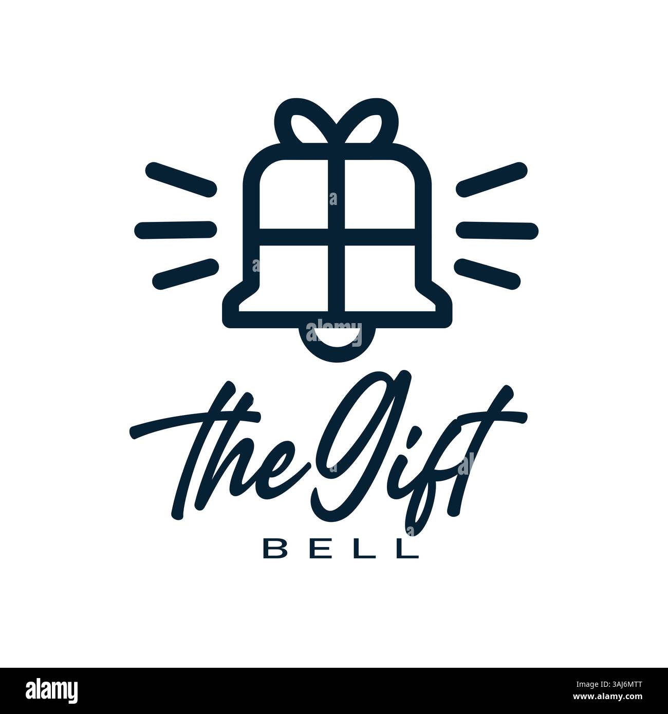 Logo Gift Bell avec ruban minimaliste Design élégant et simple pour la boutique de cadeaux, les événements de vacances ou les besoins de marque Illustration de Vecteur