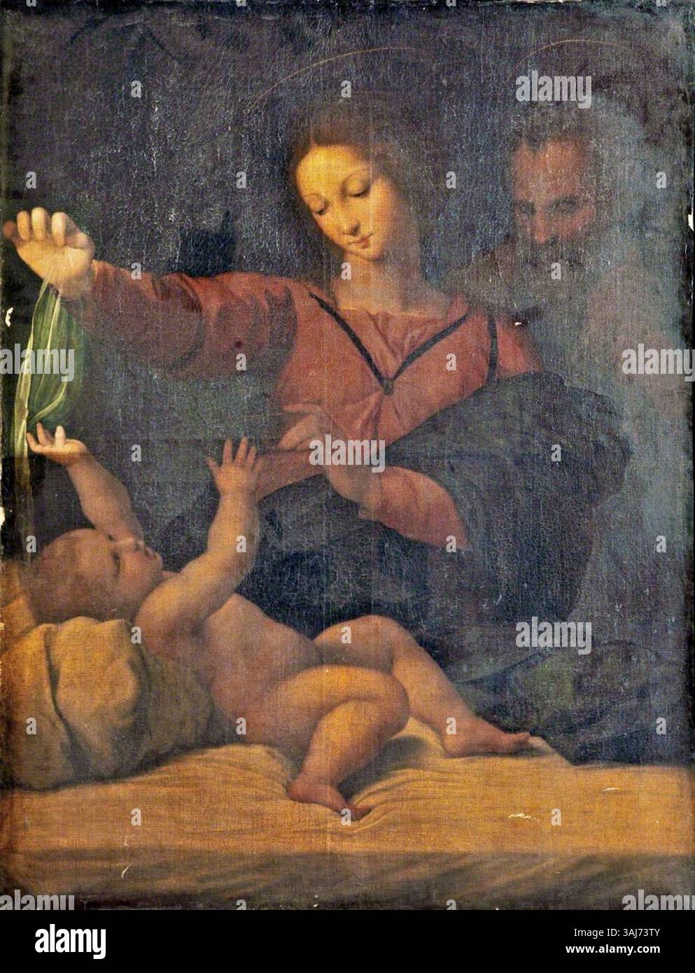 Cette peinture, basée sur le travail de Raphaël, représente la Vierge de Lorette avec la Sainte famille. Créée entre 1509 et 1926, l’huile sur toile fait partie de la collection de la Walker Art Gallery. Banque D'Images