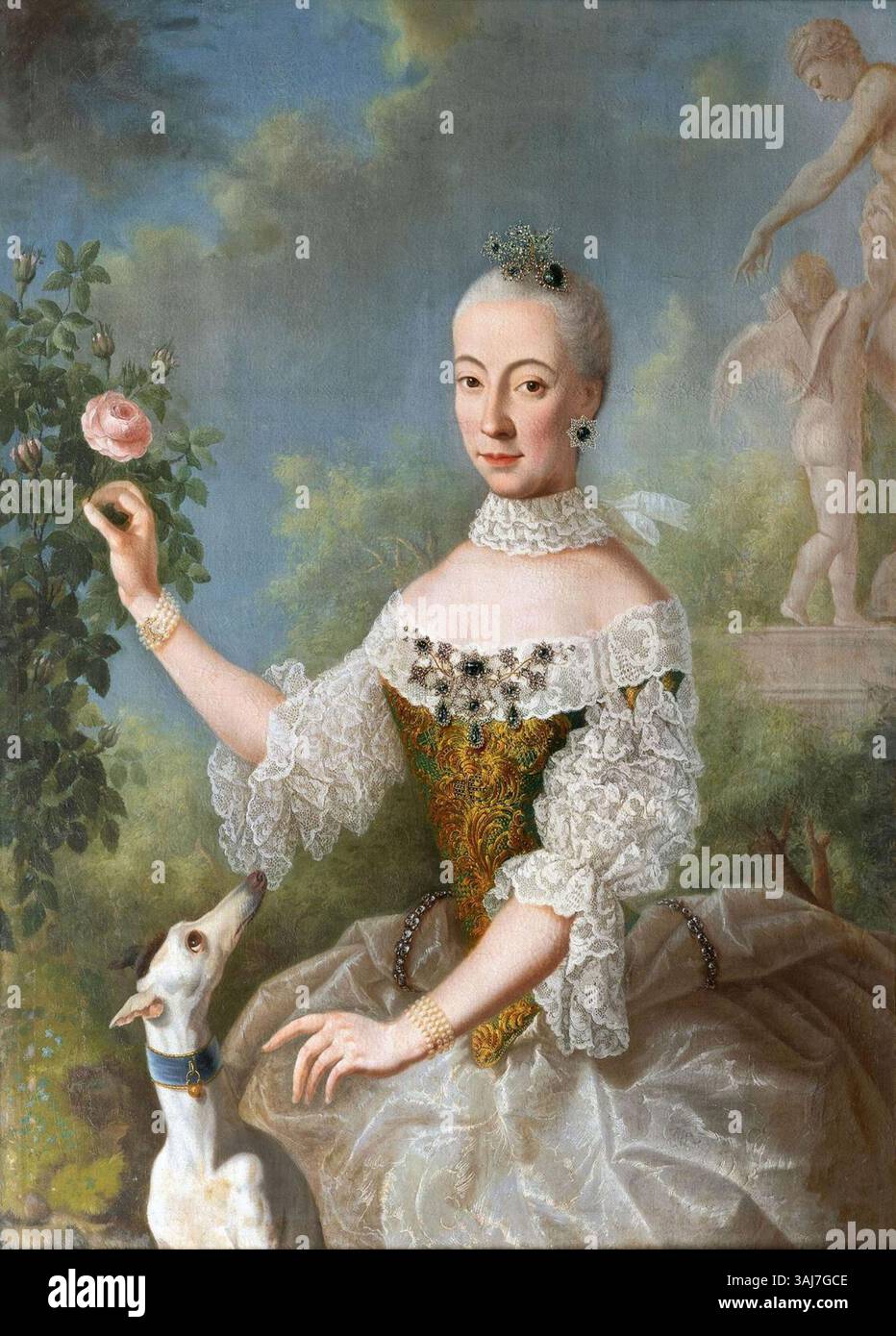 Ce portrait du XVIIIe siècle, attribué à Antoine Pesne, représente Herzogin Philippine-Charlotte, la sœur de Frédéric le Grand de Prusse. La peinture capture son caractère élégant et noble, reflétant le style rococo de l'époque. Banque D'Images