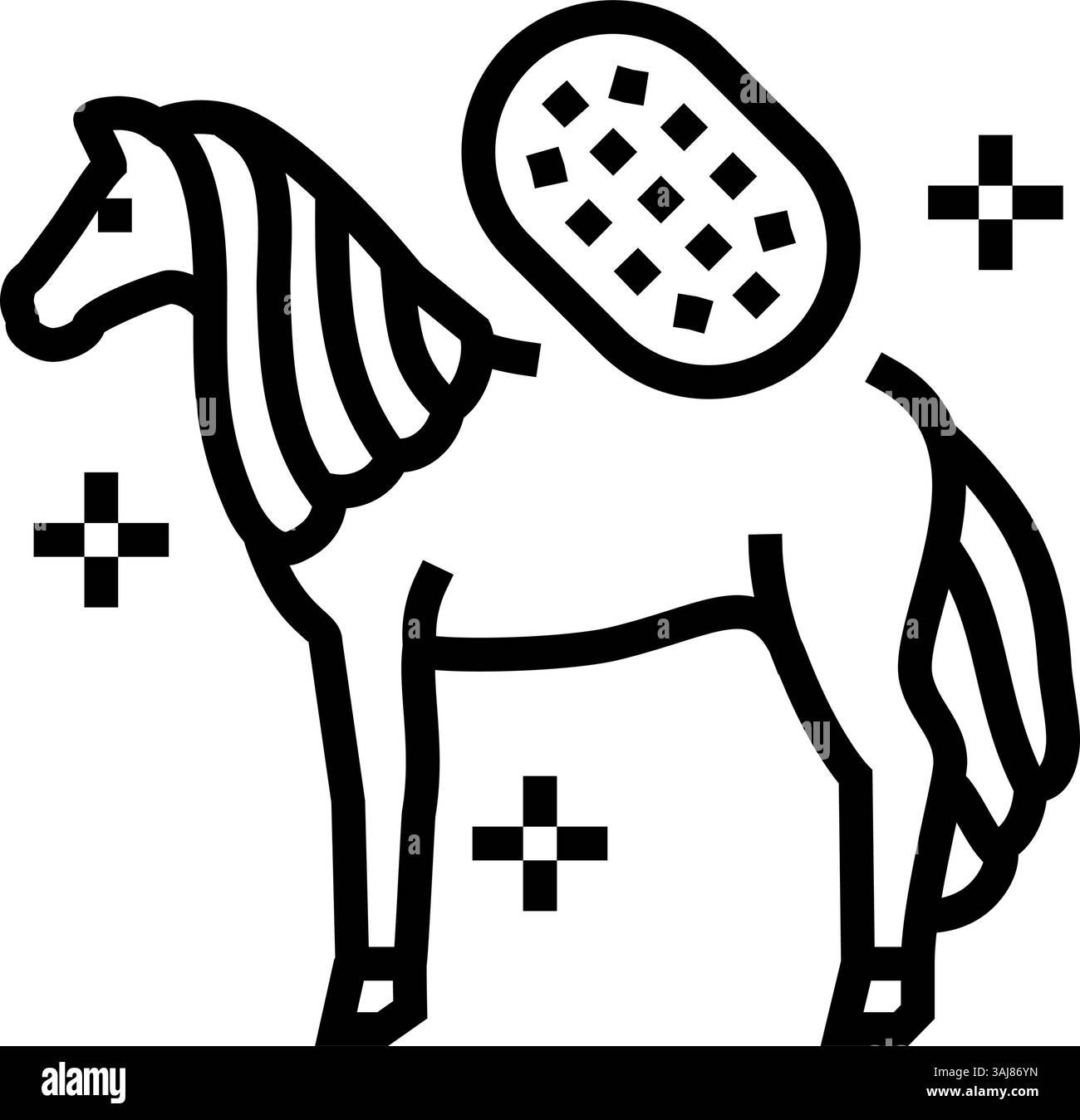illustration vectorielle d'icône de ligne d'élevage de cheval de toilettage Illustration de Vecteur
