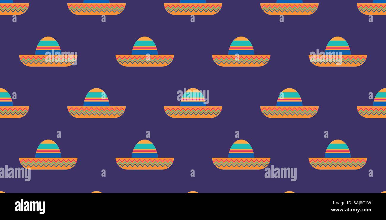 Motif répétitif sans couture de chapeaux mexicains. Illustration de Vecteur