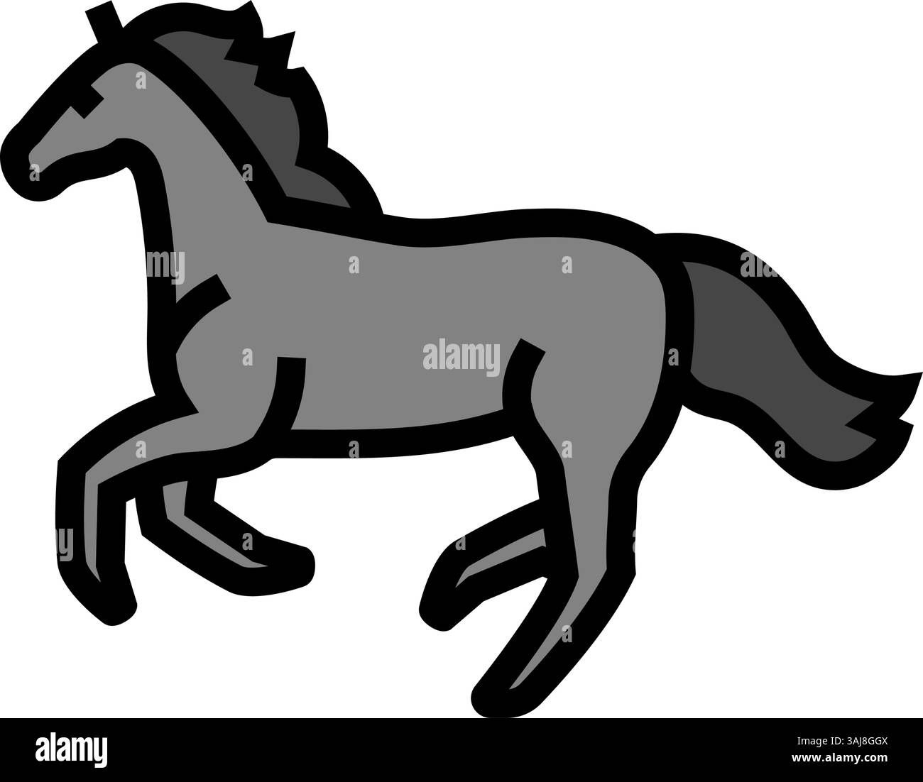 illustration vectorielle d'icône de couleur d'élevage de cheval galopant Illustration de Vecteur