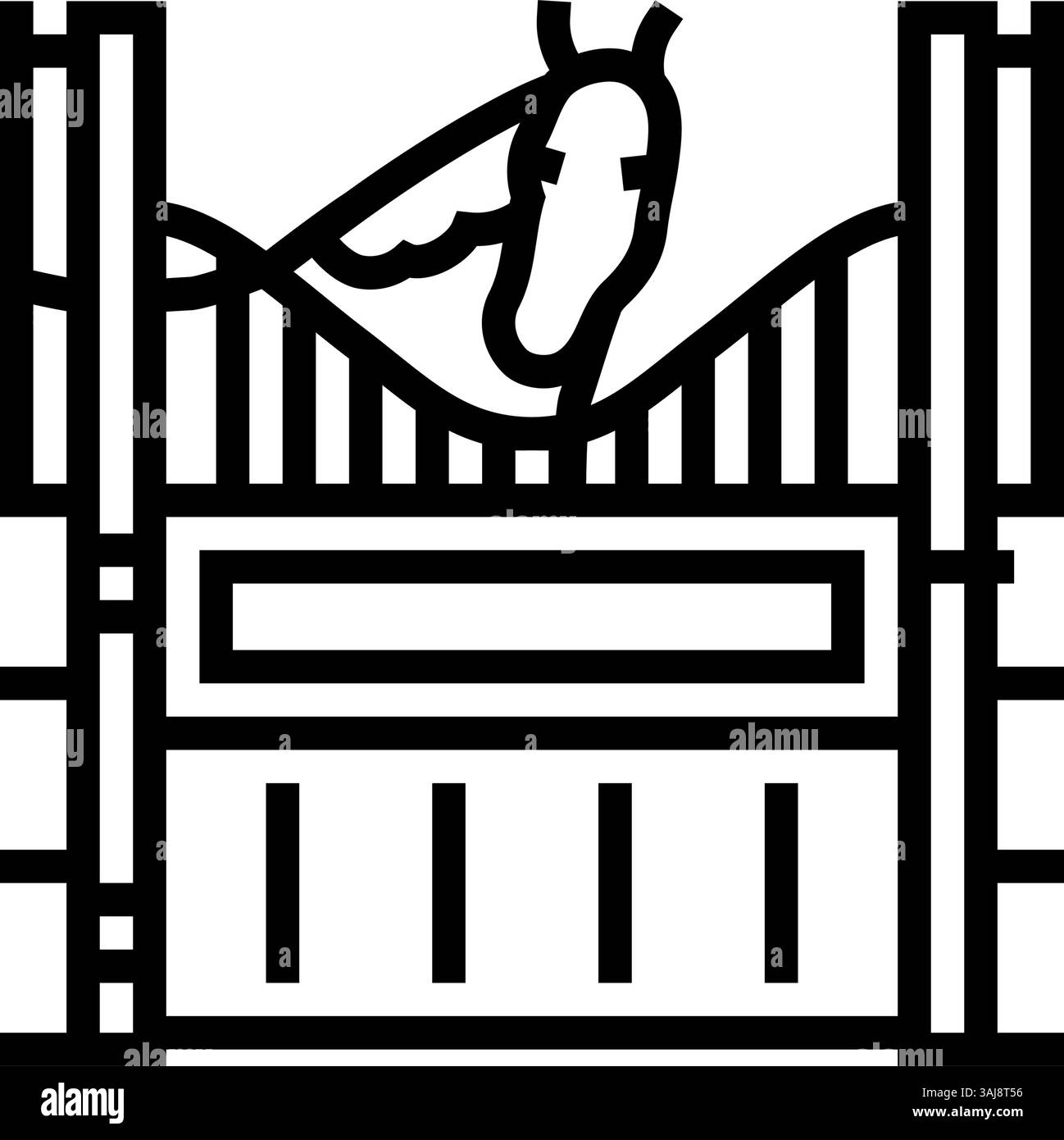 illustration vectorielle d'icône de ligne d'élevage de cheval stable Illustration de Vecteur