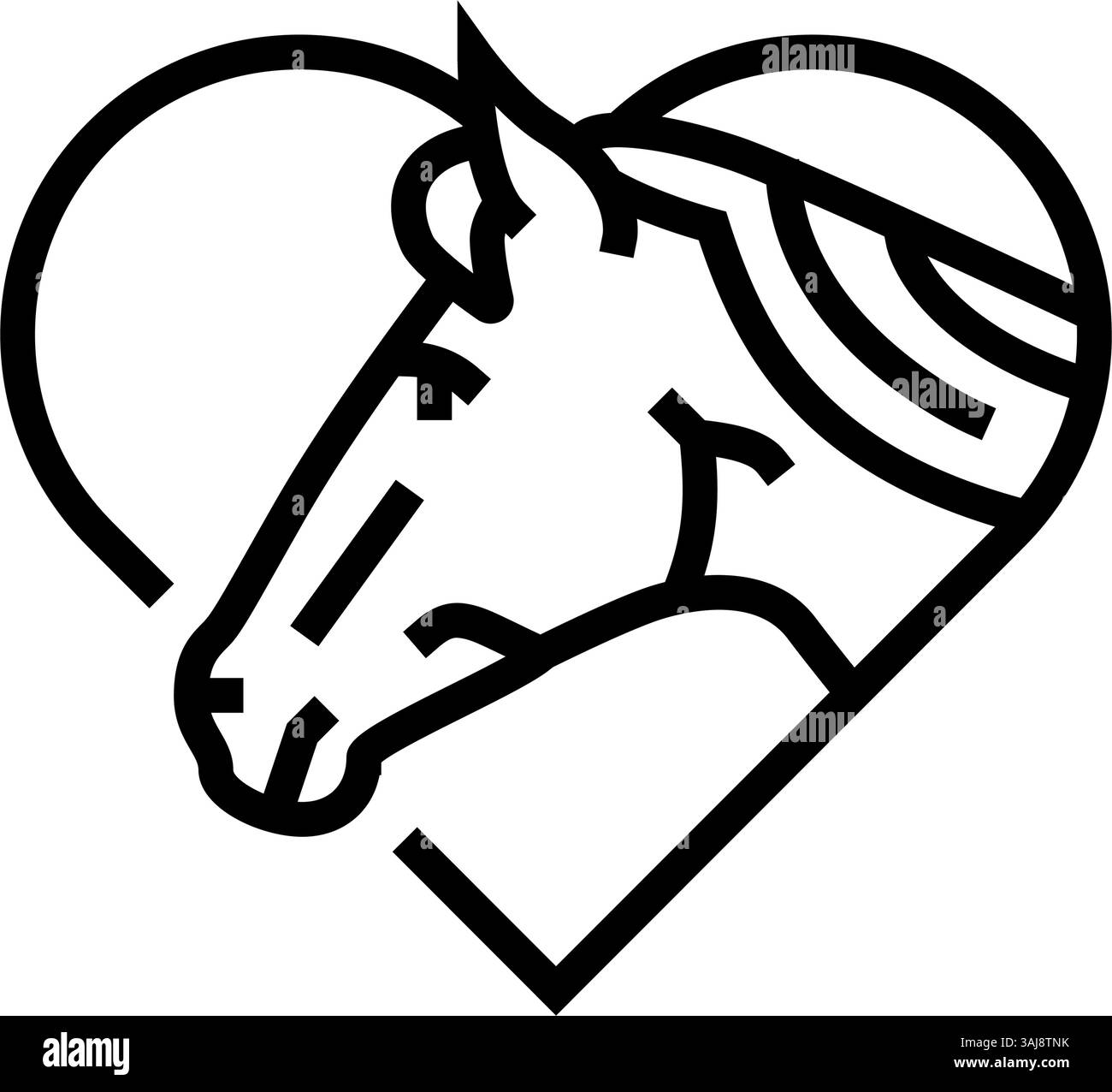 illustration vectorielle d'icône de ligne d'élevage de cheval de coeur Illustration de Vecteur