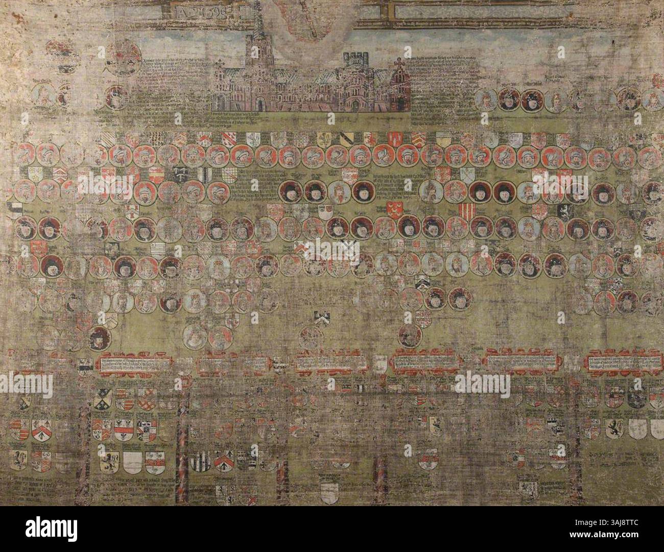 Ce tableau de 1596, attribué à l'école britannique (anglaise), représente la Tabula Eliensis, une scène historique. Il fait partie de la collection National Trust et peint à l'huile sur lin. Banque D'Images