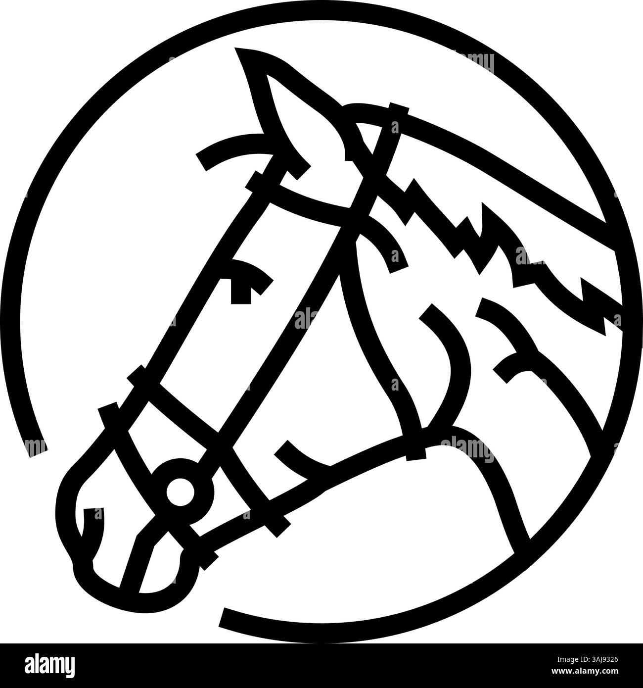 illustration vectorielle d'icône de ligne d'élevage de cheval de bride Illustration de Vecteur