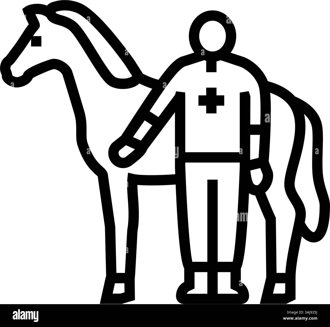 illustration vectorielle d'icône de ligne d'élevage de cheval vet Illustration de Vecteur