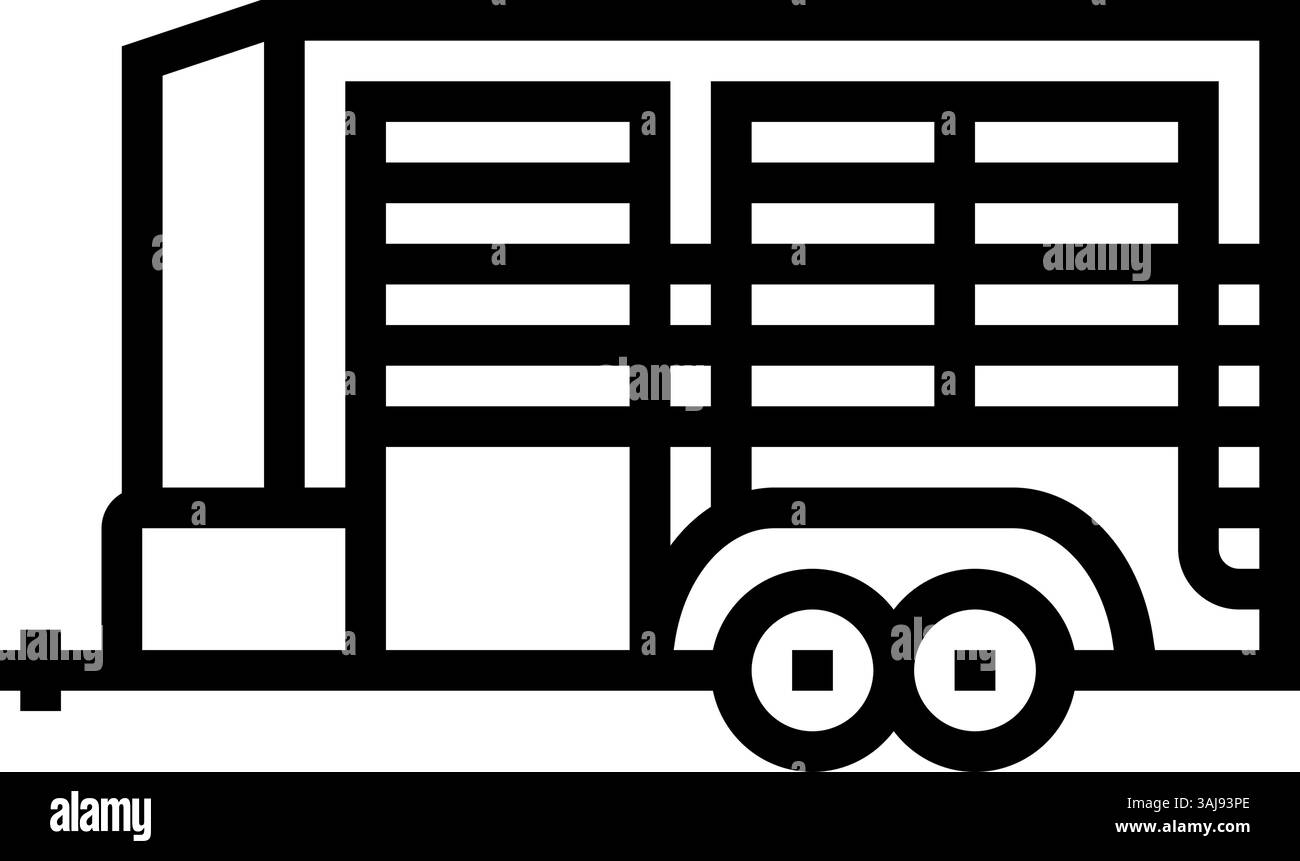 illustration vectorielle d'icône de ligne d'élevage de cheval de remorque Illustration de Vecteur