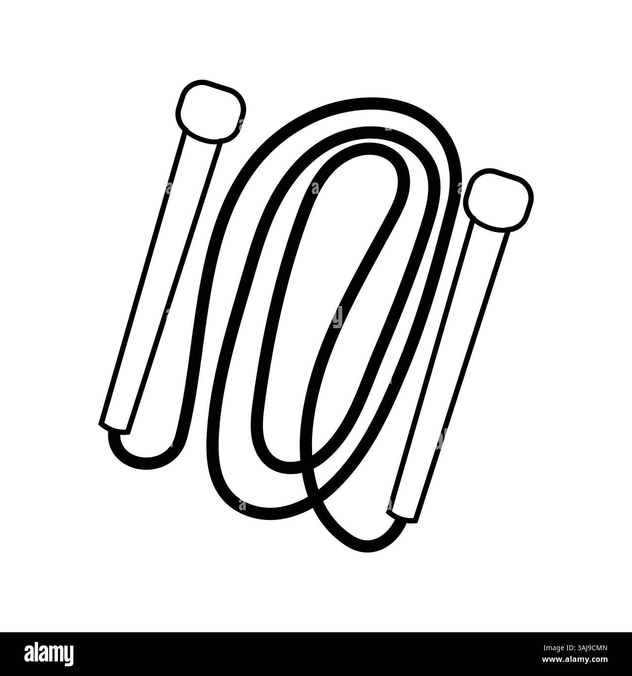 Corde à sauter enroulée et prête pour l'exercice ou la séance d'entraînement physique à l'intérieur ou à l'extérieur Illustration de Vecteur