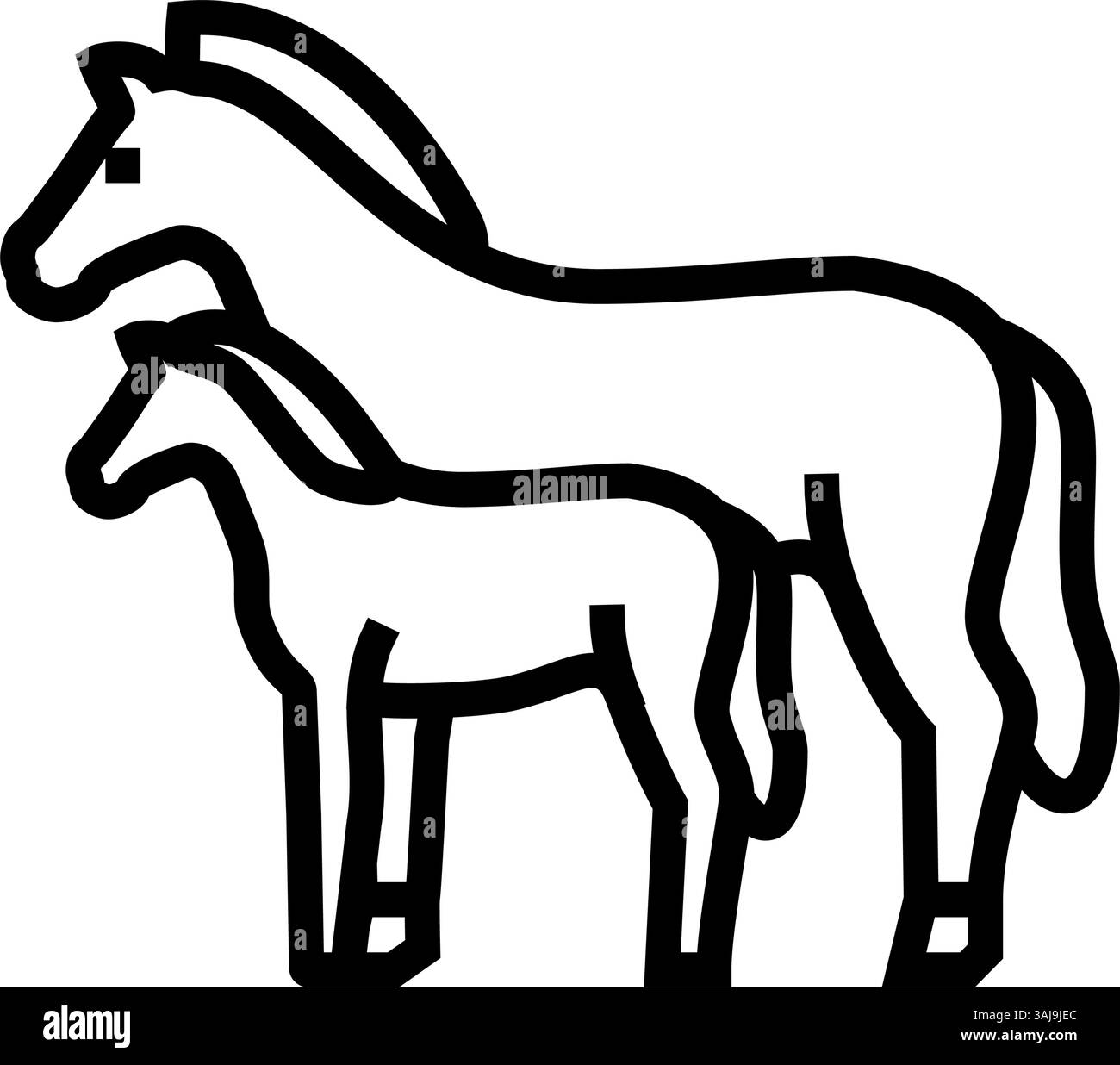 illustration vectorielle d'icône de ligne d'élevage de cheval poulain Illustration de Vecteur