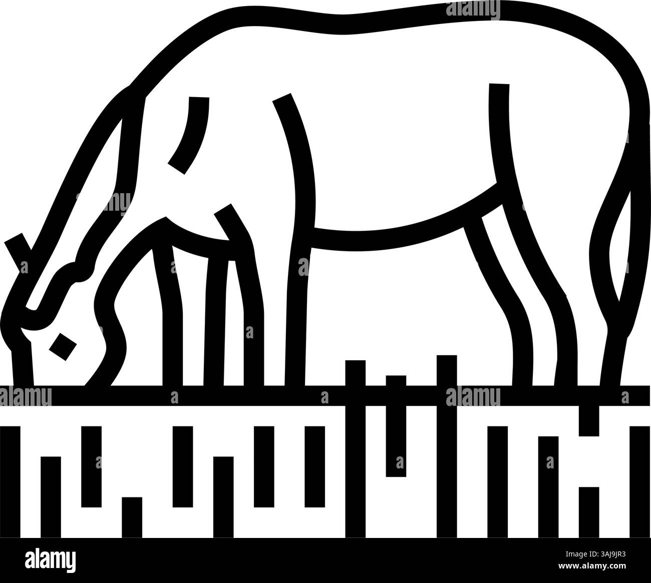 illustration vectorielle d'icône de ligne d'élevage de cheval de pâture Illustration de Vecteur