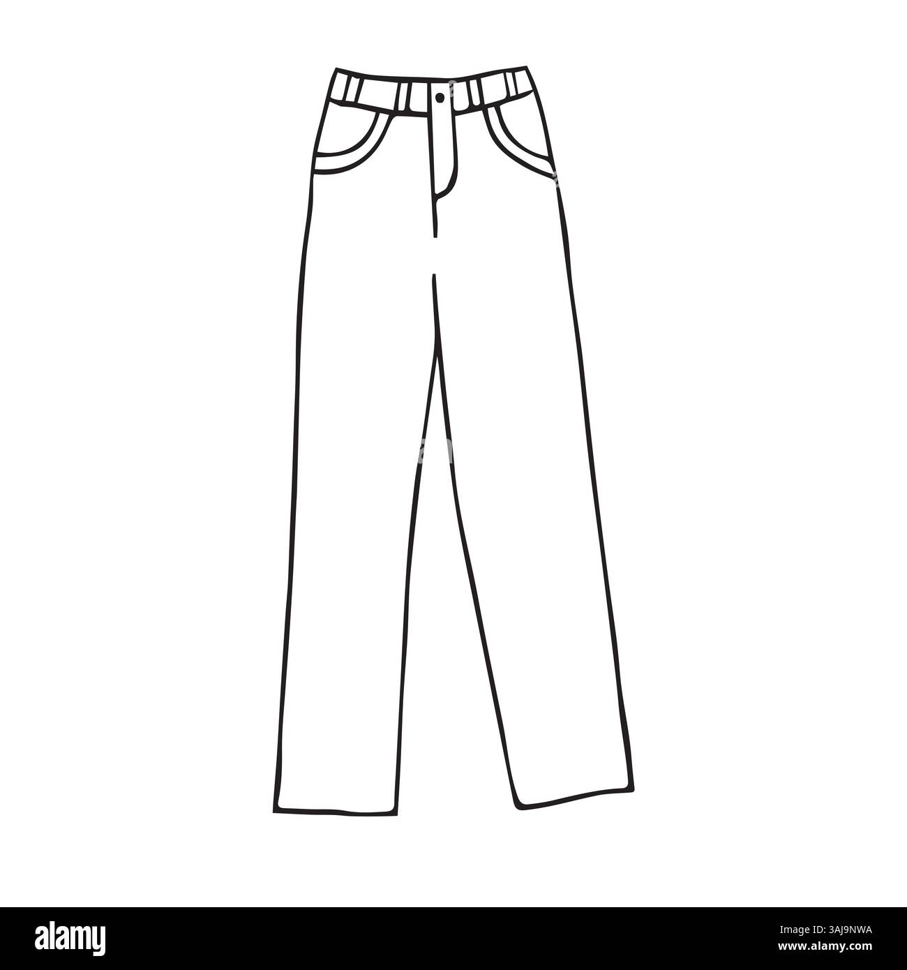 Vecteur dessin à la main dessin doodle pantalon jeans contour isolé sur fond blanc Illustration de Vecteur