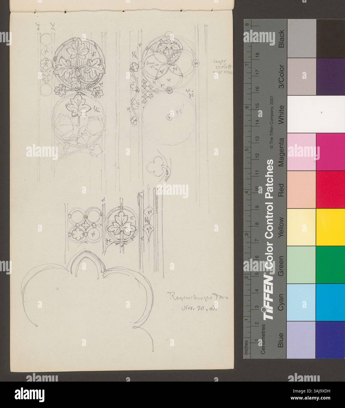 Ce dessin de 1861 de Johann Rudolf Rahn représente la cathédrale de Ratisbonne (Regensburger Dom) en Allemagne. Le dessin se concentre sur les caractéristiques architecturales et la conception de la cathédrale. Banque D'Images