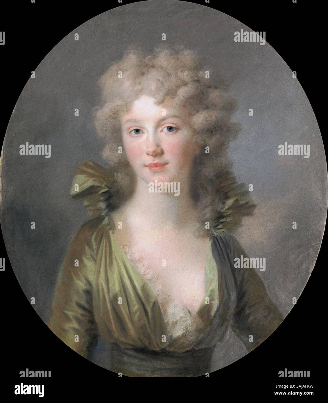 Portrait de Wilhelmine de Prusse, reine des pays-Bas, peint par Johann Friedrich August Tischbein dans les années 1790, souligne l'apparence digne de la reine. Elle est l'épouse du roi Guillaume Ier des pays-Bas. Le portrait capture sa présence royale et son caractère noble. Banque D'Images