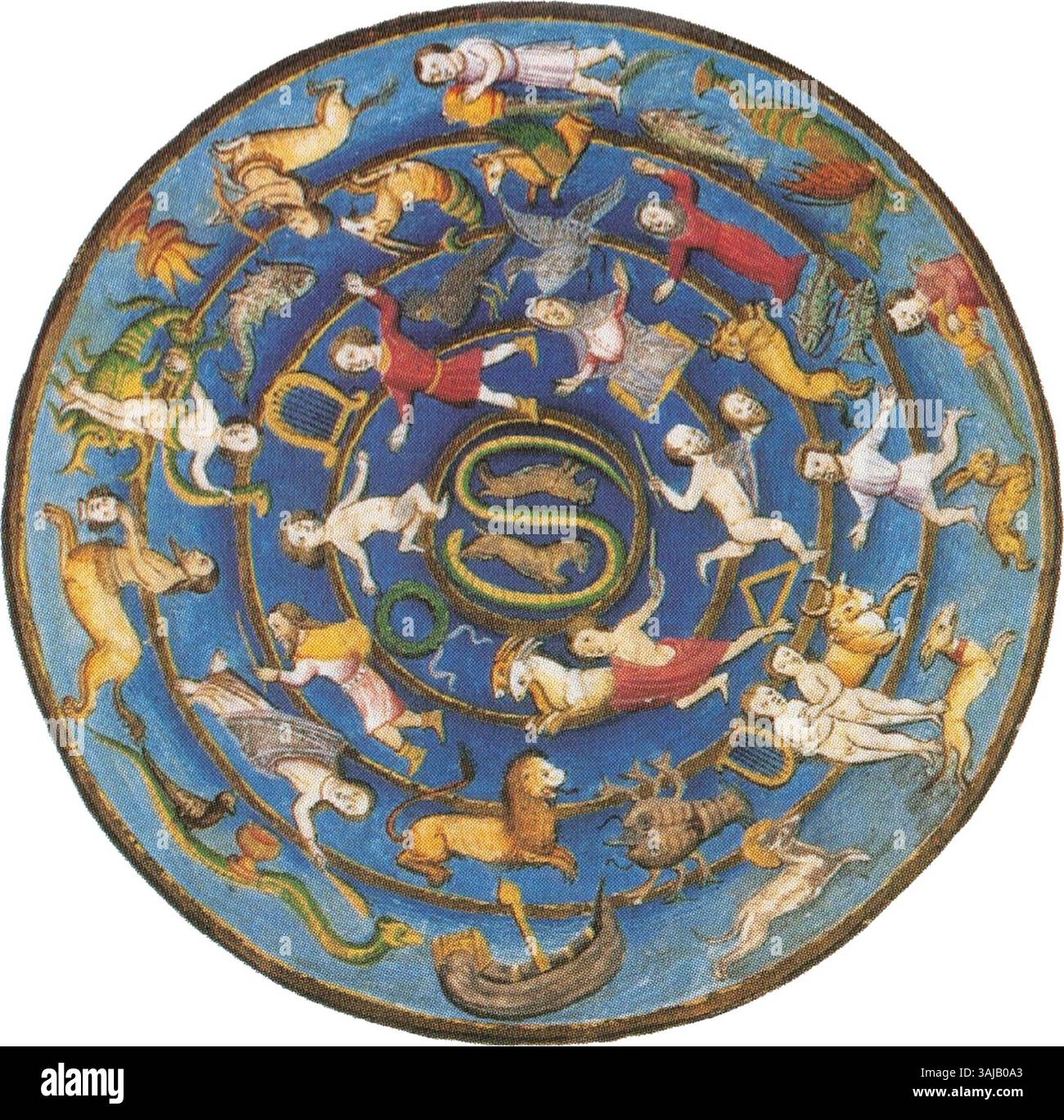 Cette illustration astronomique du XVe siècle montre l'hémisphère nord du zodiaque, dans le cadre de la 'Miscellanea astronomica'. Il met en évidence les positions célestes des étoiles et la signification astrologique des signes du zodiaque. Banque D'Images