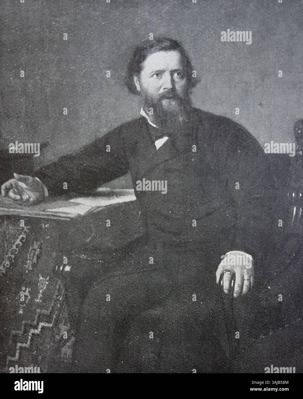 Le portrait du capitaine Johan Adolf Berg, réalisé par l'artiste suédois Georg von Rosen, capture une figure militaire historique au pinceau détaillé et expressif. Banque D'Images