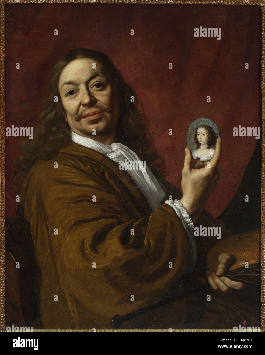 L'autoportrait de Bartholomeus van der Helst, peint au XVIIe siècle, reflète la capacité de l'artiste à capturer à la fois la ressemblance et l'émotion. L'œuvre est conservée au Musée de l'Ermitage, démontrant la maîtrise de van der Helst de l'autoportrait en baroque hollandais Banque D'Images