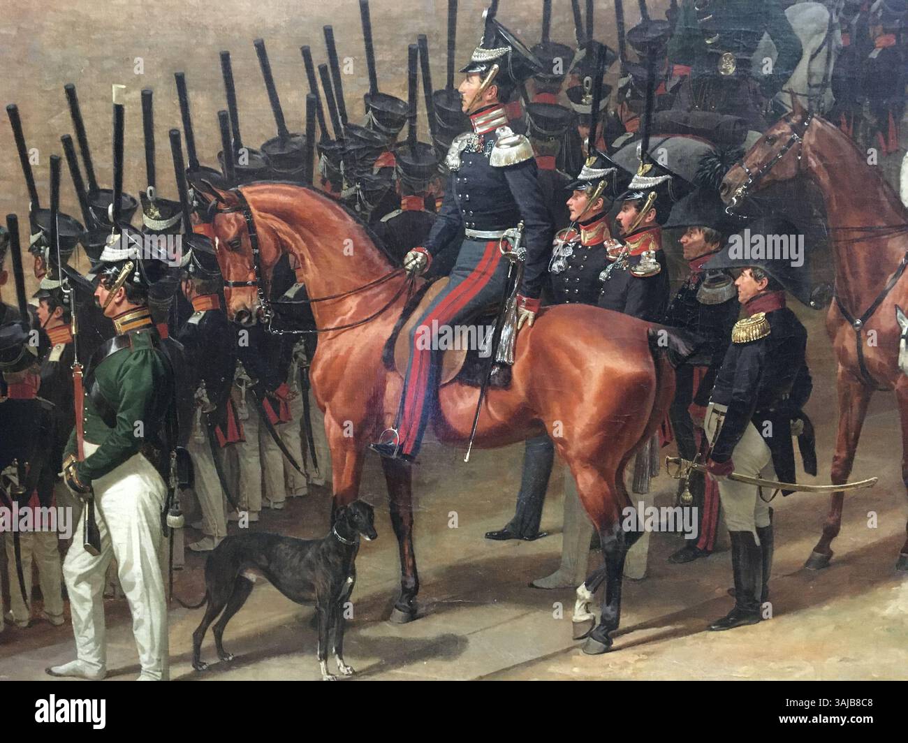 Le défilé de Franz Krüger sur Opernplatz représente une procession à Berlin au début du XIXe siècle, avec des personnalités notables telles que Frédéric-Guillaume III de Prusse, Nicolas Ier de Russie et Guillaume Ier. Le tableau a été créé entre 1824 et 1830 et est maintenant conservé à l'Alte Nationalgalerie. Banque D'Images