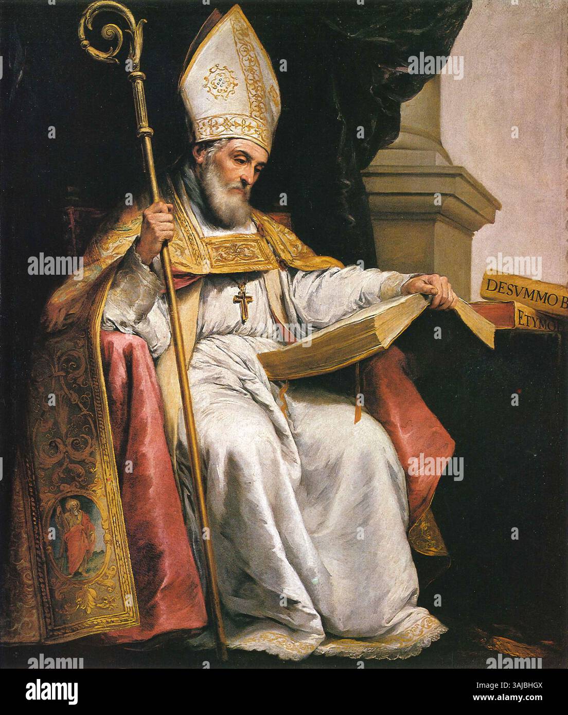 Cette peinture à l'huile de Bartolomé Esteban Murillo, représentant Saint Isidore, a été créée en 1655. Il est logé dans la cathédrale de Séville et est une pièce exemplaire du baroque espagnol Banque D'Images