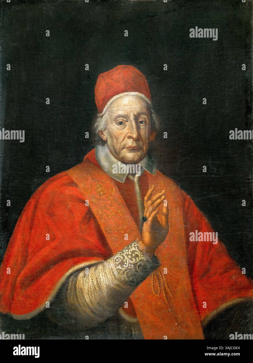 Ce portrait du XVIIIe siècle du pape Clément XII Corsini, peint d'après Agostino Masucci, fait partie de la collection des musées du Vatican. L’œuvre d’art capture l’expression digne du pape et sa tenue cérémonielle. Banque D'Images