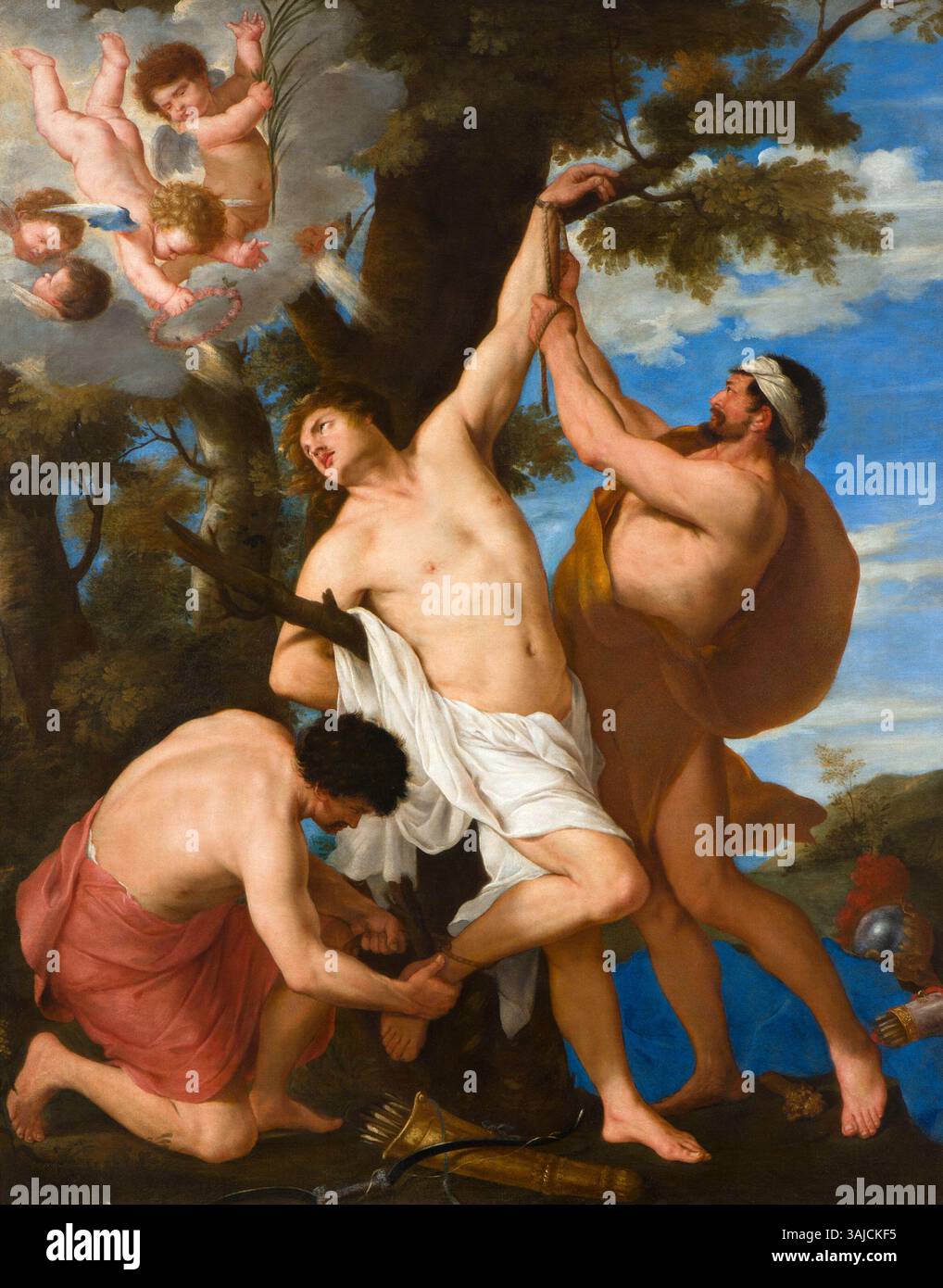 Le martyre de Saint Sébastien de Karel Philips Spierincks est une peinture à l'huile réalisée entre 1624 et 1639. Il représente la souffrance du saint, mettant en valeur le thème religieux dramatique du martyre, caractéristique du baroque Banque D'Images