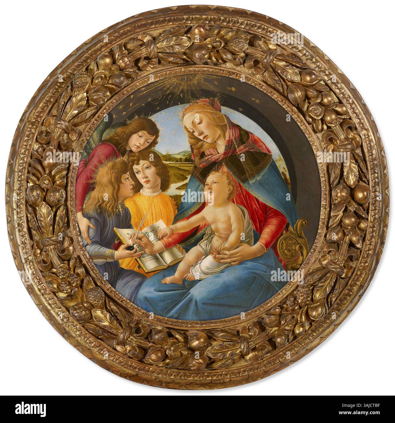 Madone du Magnificat par Sandro Botticelli, années 1480, tempera sur panneau, Collection privée. Banque D'Images