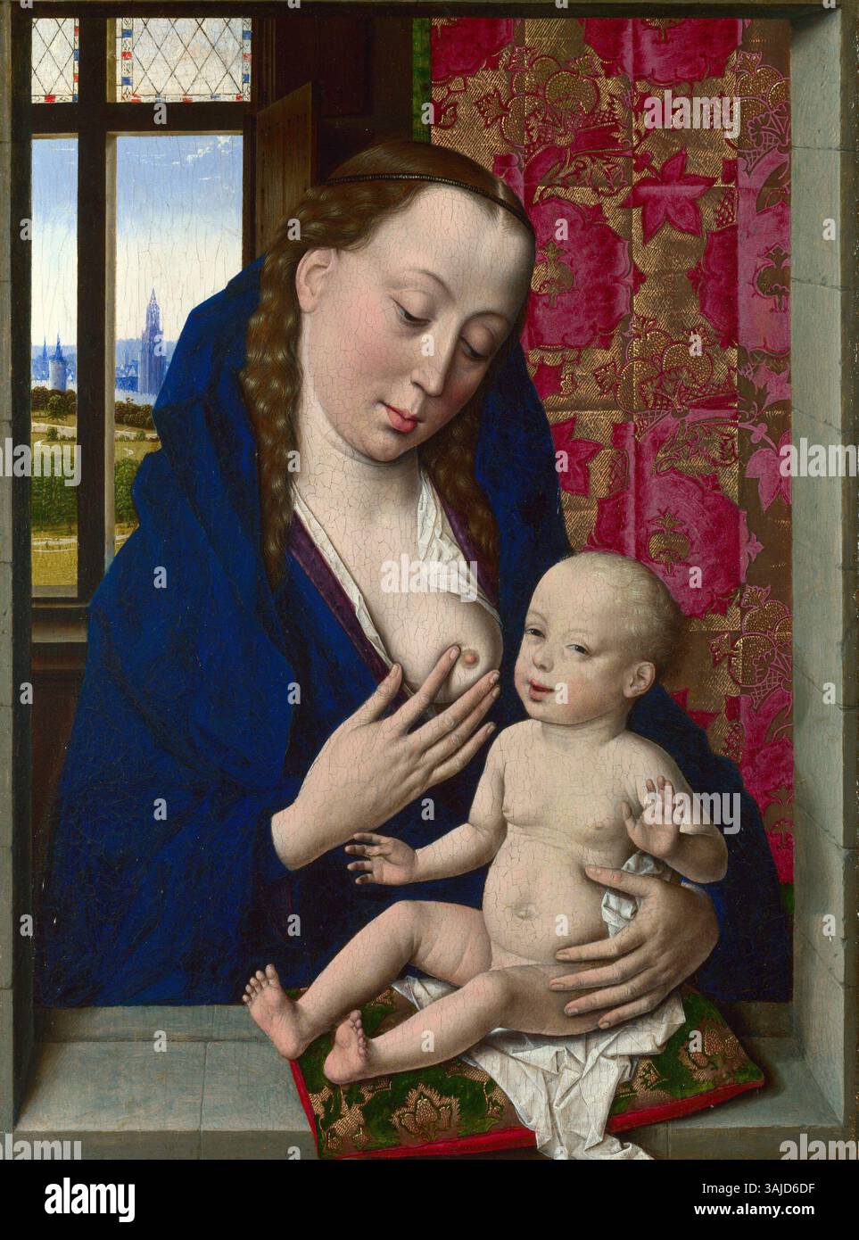 'La Vierge à l'enfant', une peinture de 1465 de Dieric bouts, créée à l'huile et à l'œuf tempera. L'œuvre fait partie de la collection de la National Gallery. Banque D'Images