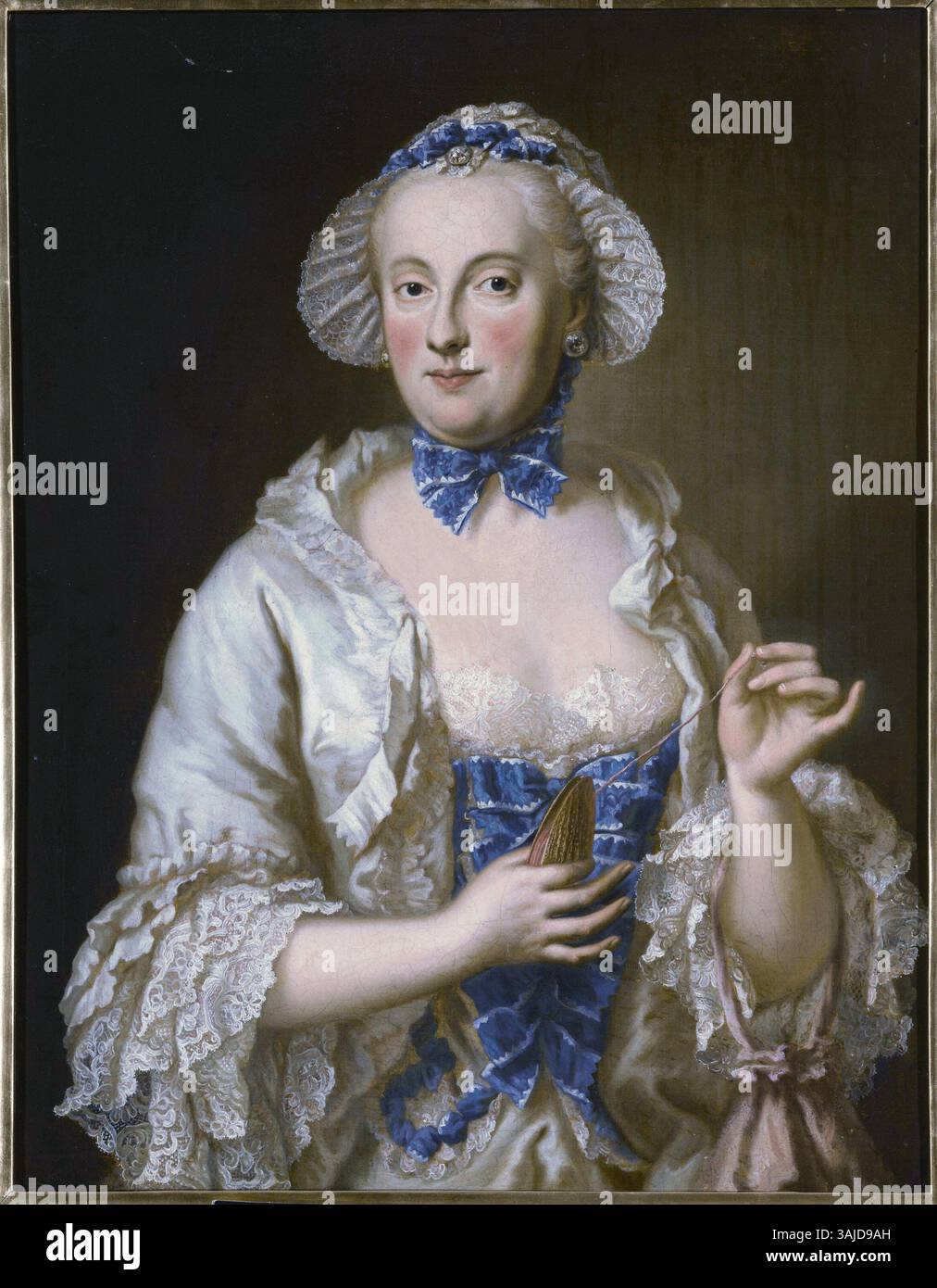 Portrait de Maria Anna Sophie de Saxe, électrice de Bavière, peint par Georg Desmarées entre 1751 et 1776, fait partie de la collection du château de Versailles. Banque D'Images