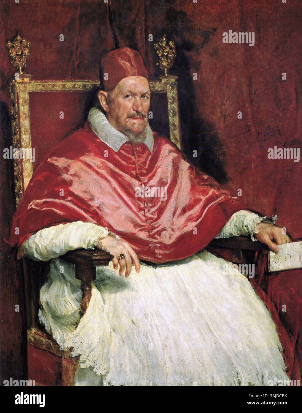 Portrait du pape Innocent X par Diego Velázquez, peint entre 1649 et 1650. Cette huile sur toile représente le pape avec un réalisme intense, un chef-d'œuvre du baroque espagnol Banque D'Images