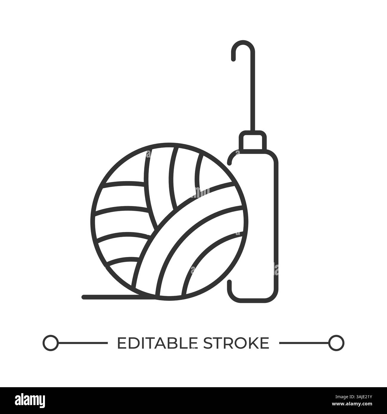 Crochet avec icône de ligne de boule de fil Illustration de Vecteur