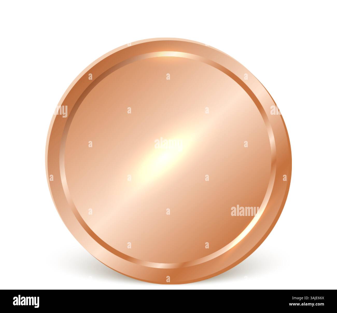 Une médaille ou une pièce de bronze brillante avec une surface réfléchissante lisse, symbolisant les récompenses, les réalisations et la reconnaissance de la troisième place. Idéal pour les compétitions Illustration de Vecteur