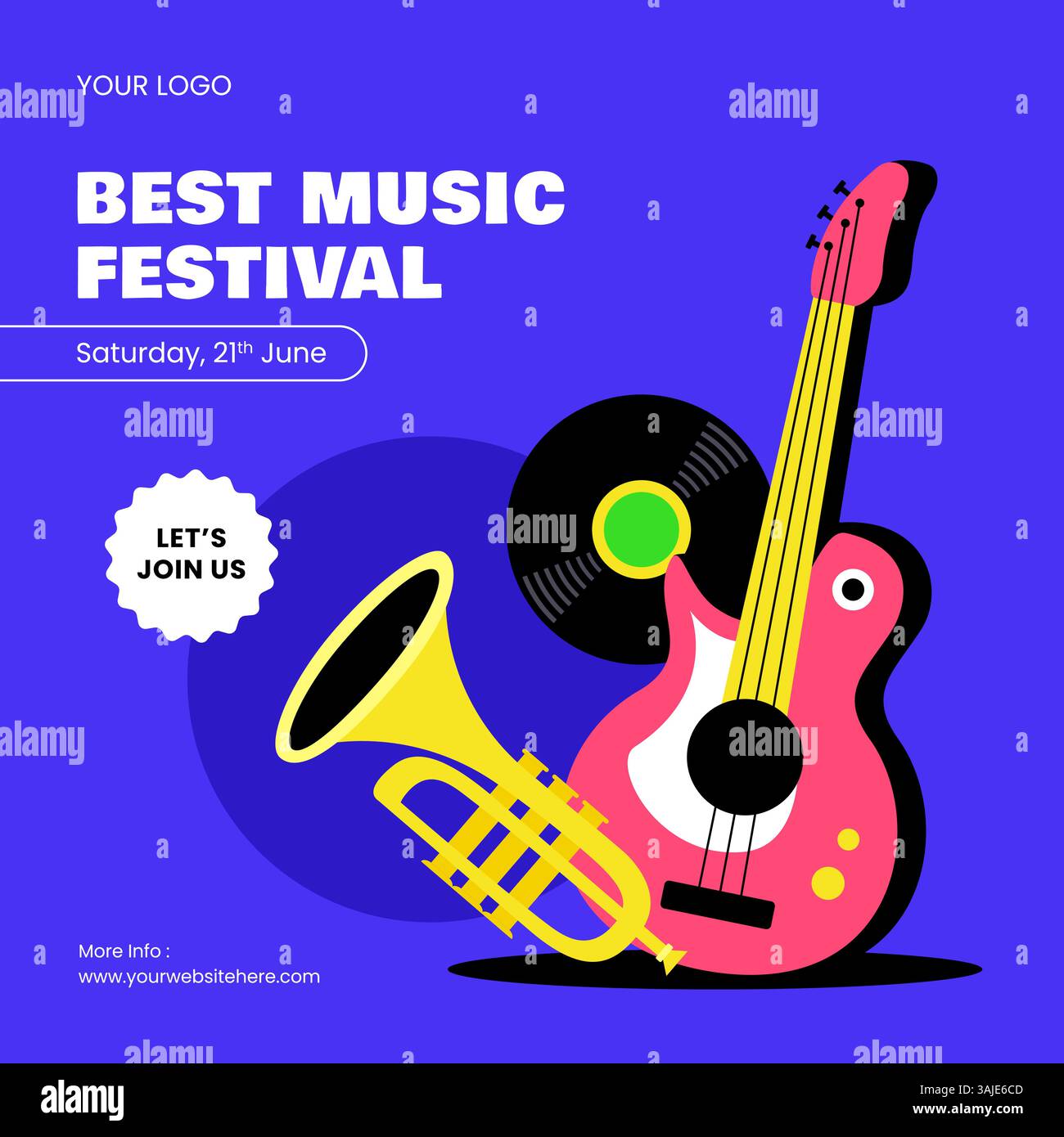 Illustration plate dessinée à la main pour le contenu et la célébration de la Journée mondiale de la musique sur les réseaux sociaux Illustration de Vecteur