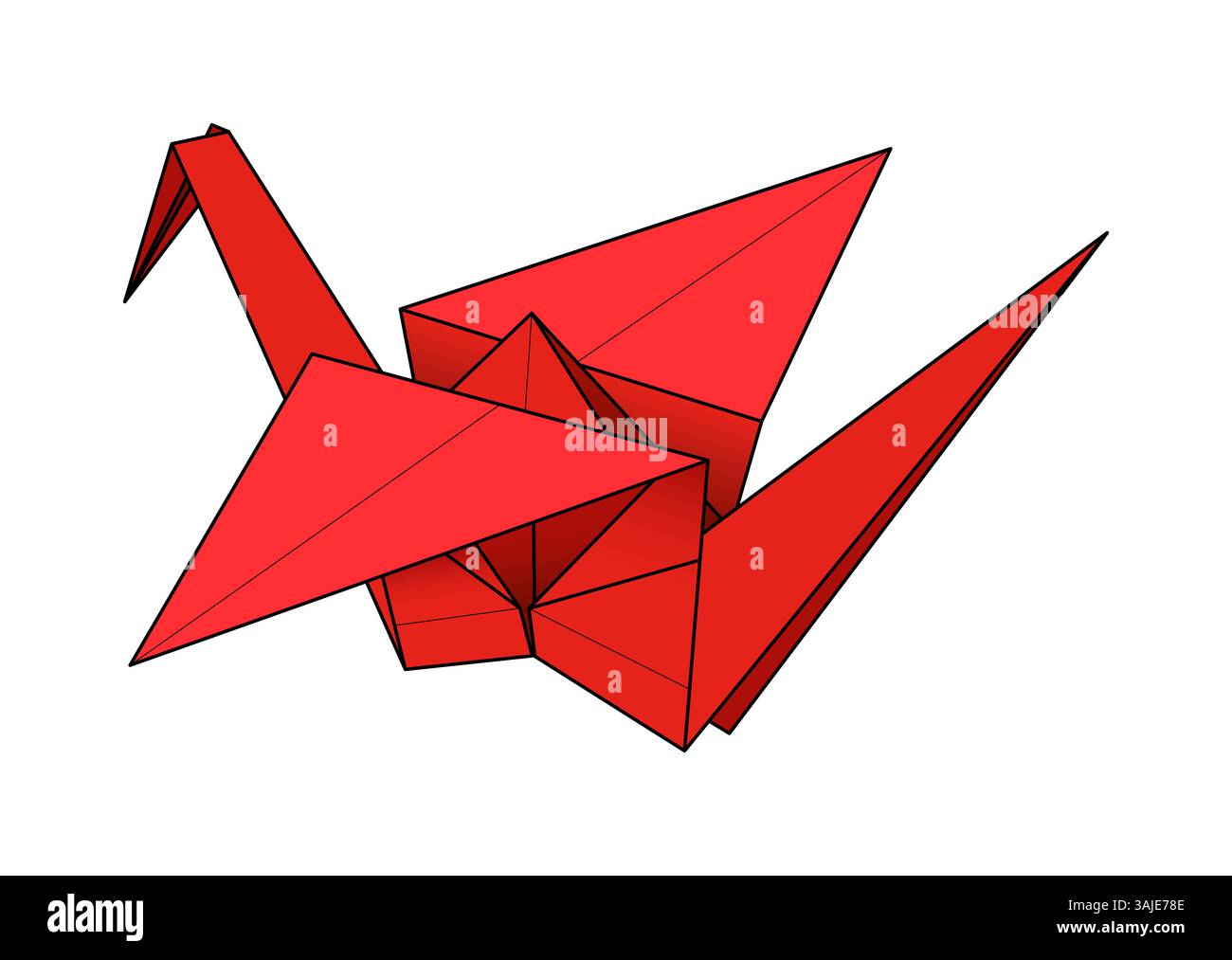 Tsuru, grue en papier origami rouge. Orizuru, design origami japonais classique, traditionnellement fait de papier pliant. Un symbole de décoration, de présent et de paix. Banque D'Images