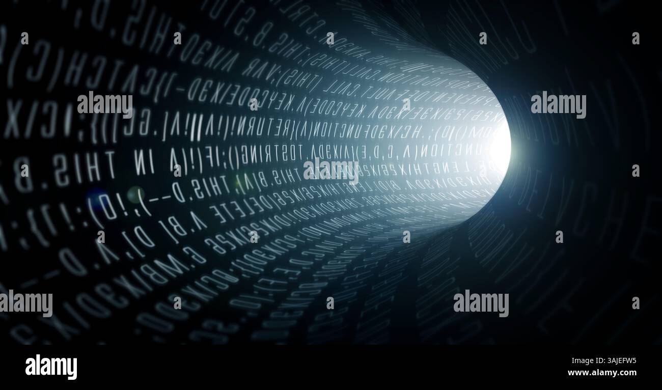 Tunnel, train ou transport comme espoir, futur ou urbain, voyage ou maquette de grotte sur fond noir. Voies, entrée ou souterrain comme lumières Banque D'Images