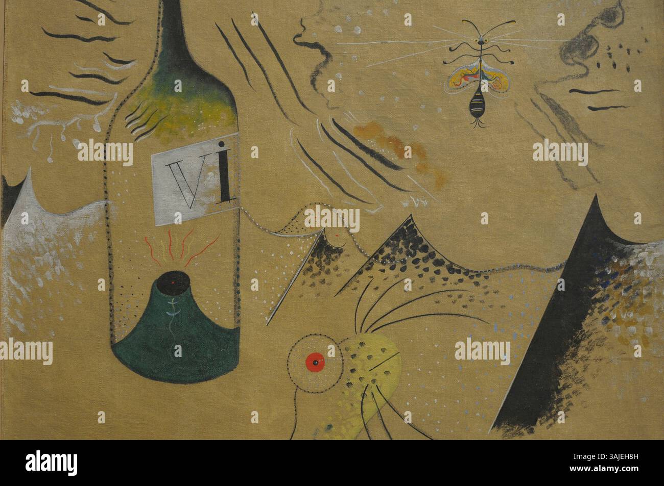 Fondation Joan Miro ; la bouteille de vin ; peinture ; détail ; dessin ; artiste Joan Miró ; artiste espagnol Joan Miro ; Barcelona ; Fundacio Miró ; Montjuic ; c Banque D'Images