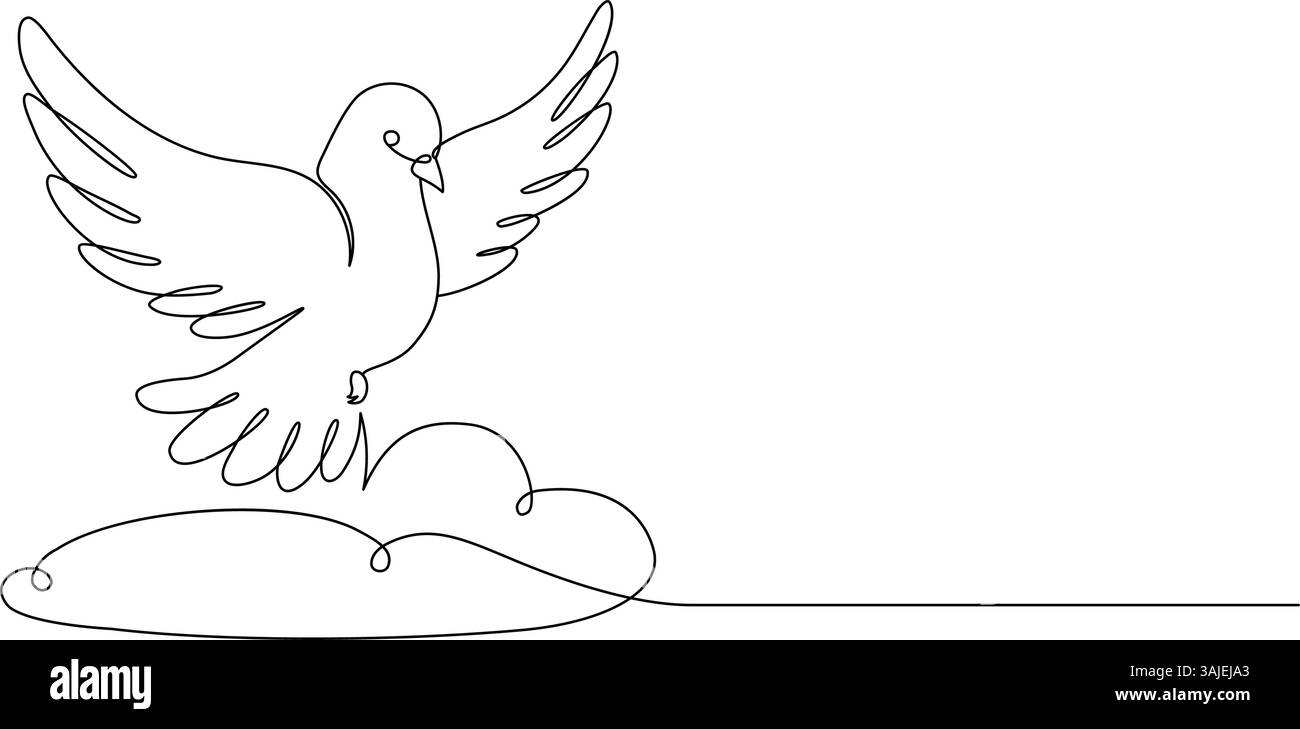 Colombe volante dans le ciel. Une ligne continue. Oiseau pigeon symbole de paix et de liberté, Pentecôte. Dessin linéaire simple. Illustration vectorielle. Li dessiné à la main Illustration de Vecteur Colombe volante dans le ciel. Une ligne continue. Oiseau pigeon symbole de paix et de liberté, Pentecôte. Dessin linéaire simple. Illustration vectorielle. Li dessiné à la main Illustration de Vecteur