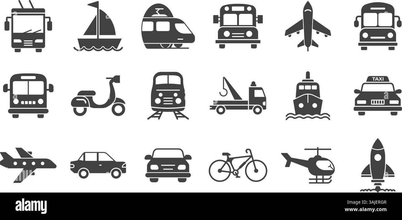 Les icônes de transport définissent la collection dans un style plat. Illustration vectorielle de transport sur fond isolé. Concept commercial de signalisation de véhicule. Illustration de Vecteur Les icônes de transport définissent la collection dans un style plat. Illustration vectorielle de transport sur fond isolé. Concept commercial de signalisation de véhicule. Illustration de Vecteur