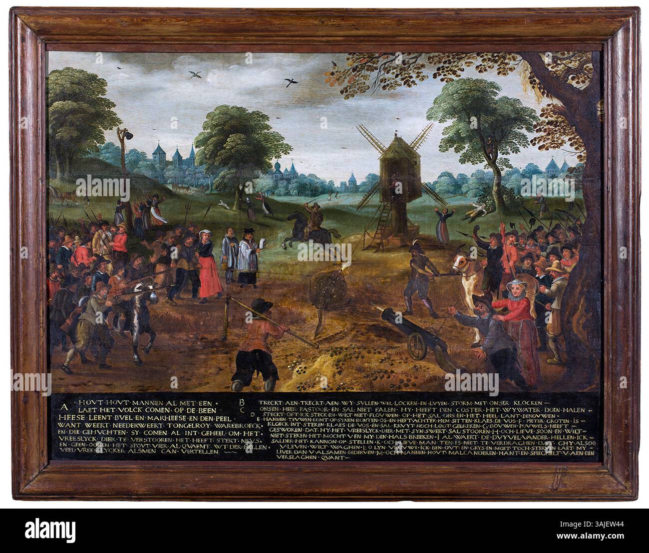 Le tableau 'Rogstekers van Weert', créé entre 1550 et 1600, est une huile sur panneau représentant la vie rurale à Weert, conservé au musée Groninger. Il offre un aperçu du genre hollandais du XVIe siècle Banque D'Images