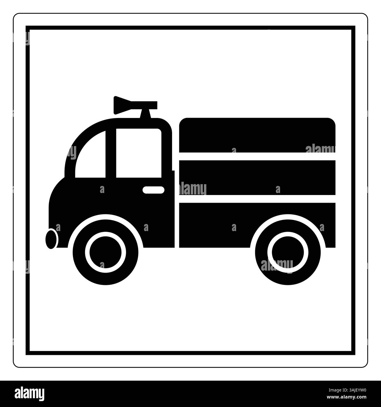 Icône noire et blanche d'un camion de pompiers Illustration de Vecteur