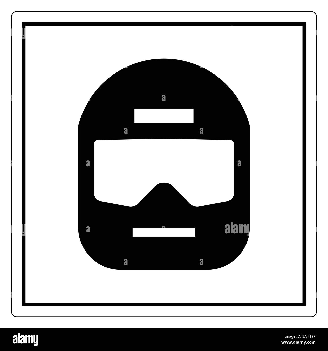 Une silhouette noire minimaliste d'un casque de course, parfait pour représenter la vitesse, la sécurité et la compétition dans des designs et des graphismes liés au sport automobile. Illustration de Vecteur