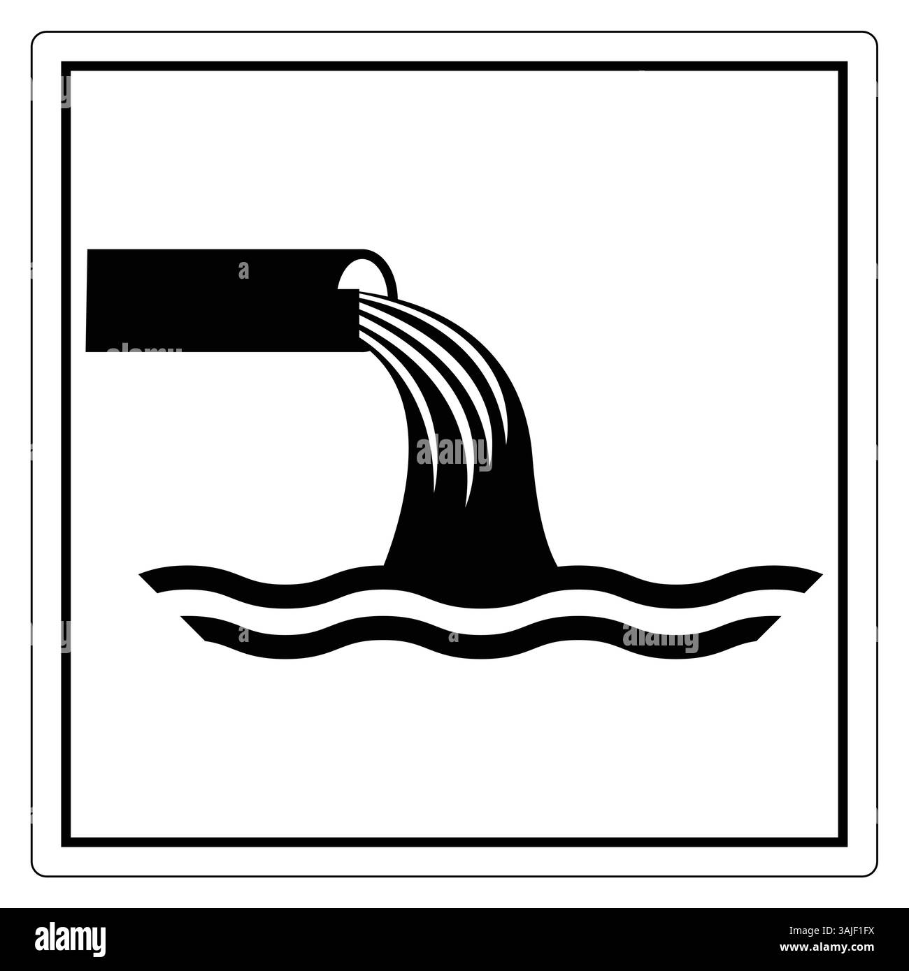 Illustration en forme de silhouette noire représentant un rejet de déchets industriels dans un plan d'eau, mettant en évidence les préoccupations liées à la pollution et à l'environnement Illustration de Vecteur