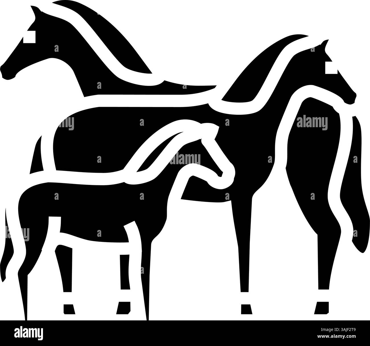 illustration vectorielle d'icône de glyphe d'élevage de chevaux de famille Illustration de Vecteur