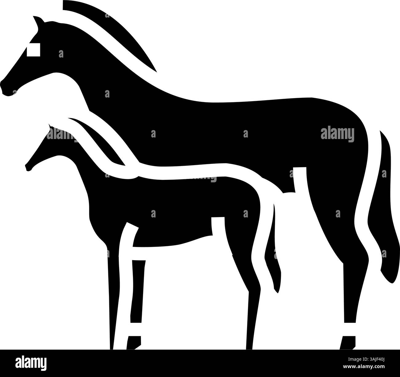 illustration vectorielle d'icône de glyphe d'élevage de cheval poulain Illustration de Vecteur