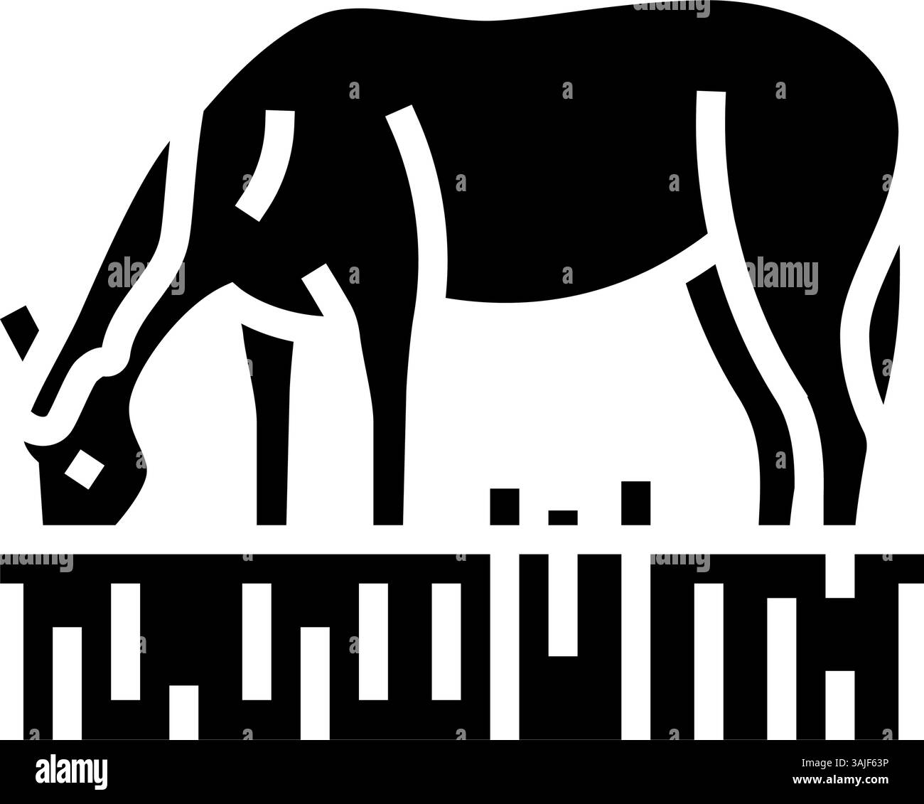 illustration vectorielle d'icône de glyphe d'élevage de cheval de pâture Illustration de Vecteur