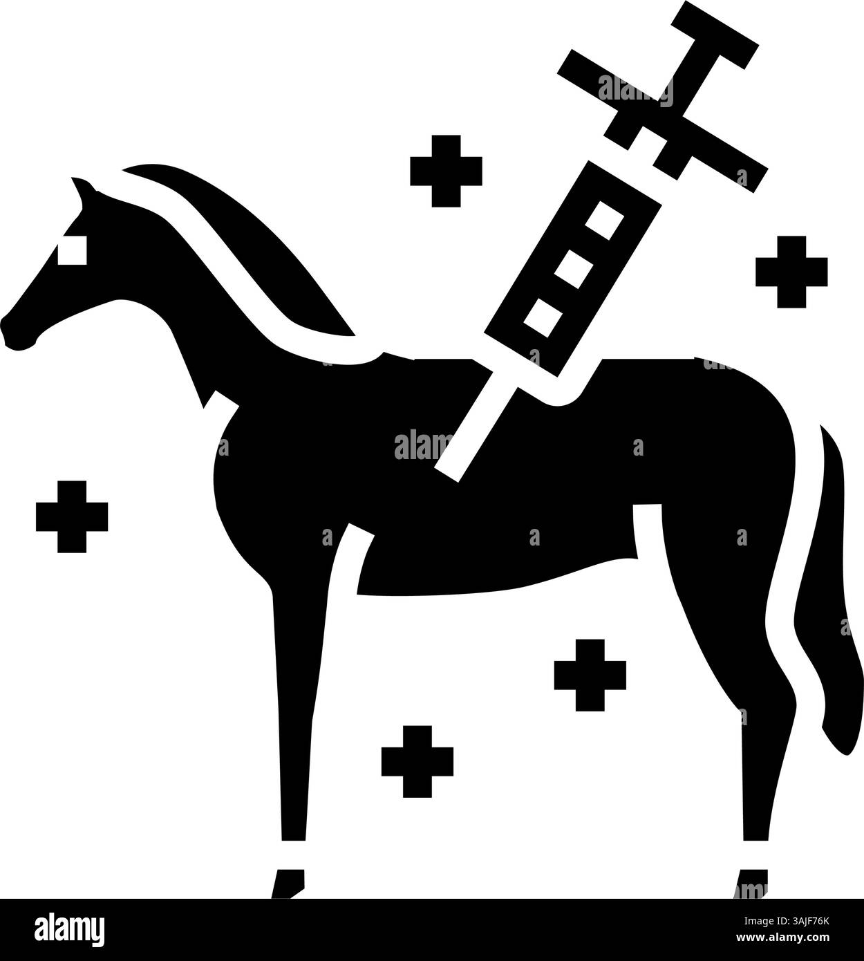 illustration vectorielle d'icône de glyphe d'élevage de cheval de vaccination Illustration de Vecteur