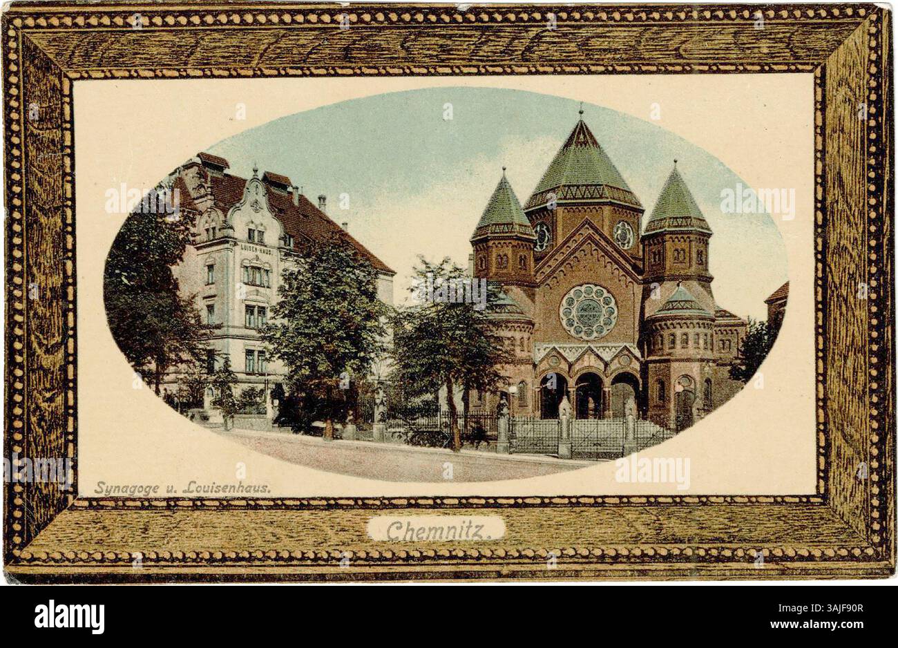 La synagogue de Chemnitz, vers 1905, carte postale, Saxe, Allemagne, reproduction améliorée numériquement à partir d'un original historique, vers 1900, domaine public Banque D'Images