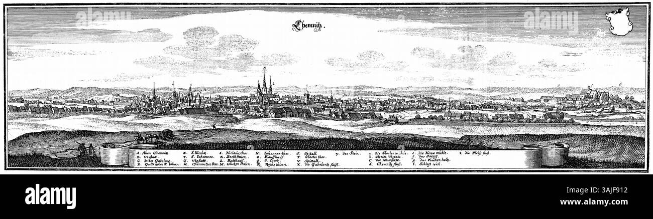 Chemnitz au moyen âge, Saxe, Allemagne, reproduction numérique améliorée d'un original historique, vers 1900, domaine public Banque D'Images