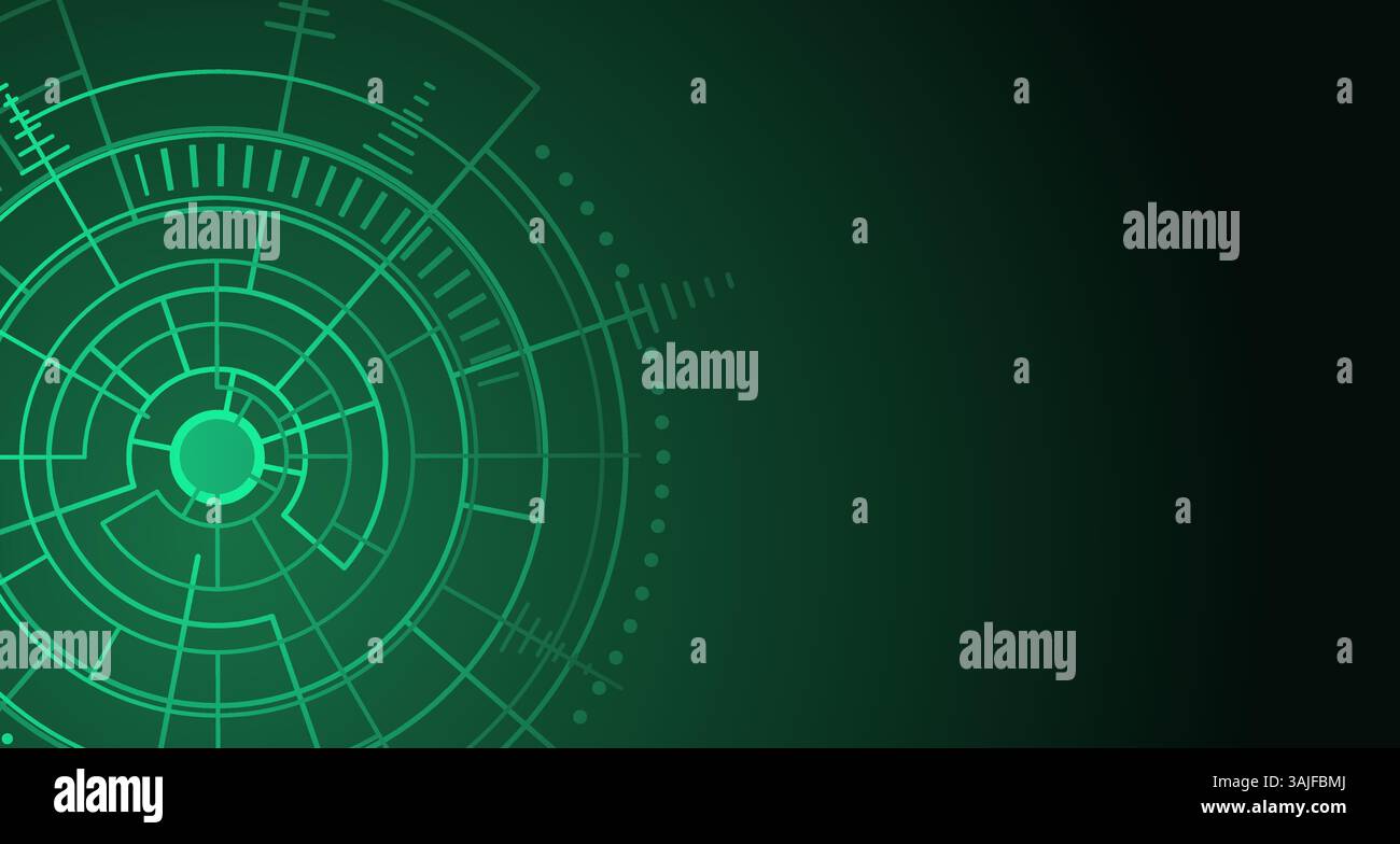 Fond abstrait futuriste avec un motif de carte de circuit imprimé vert brillant sur un fond sombre. Design minimaliste pour la technologie. Illustration de Vecteur