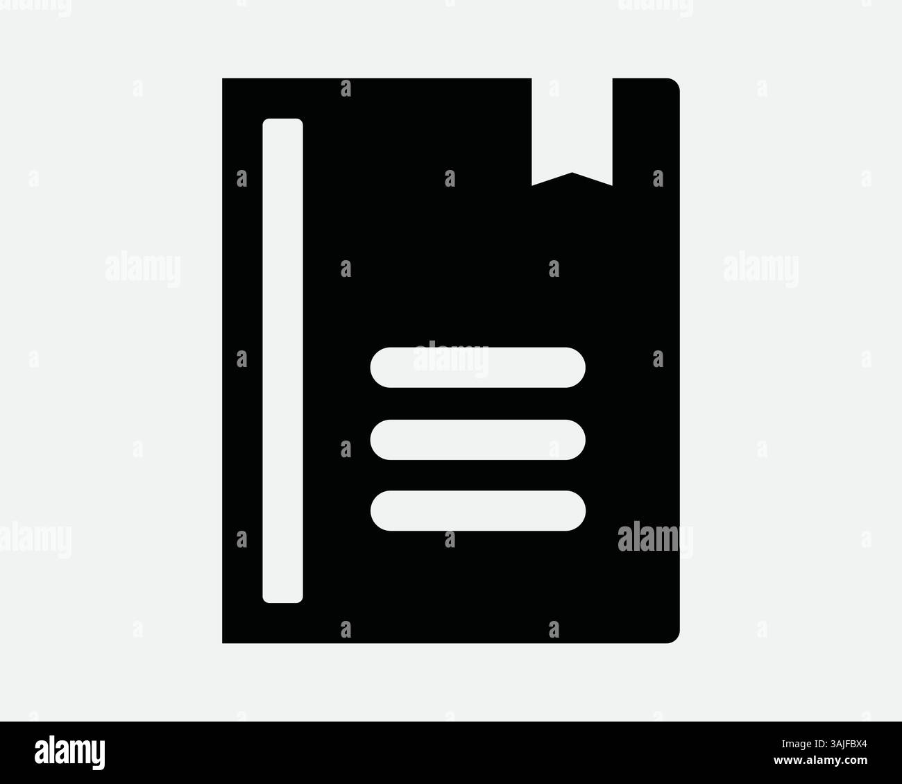 Couverture de livre avec signet cahier Dictionnaire Novel Bible Diary Education Journal Library page School University College Knowledge Icon Sign Symb Illustration de Vecteur