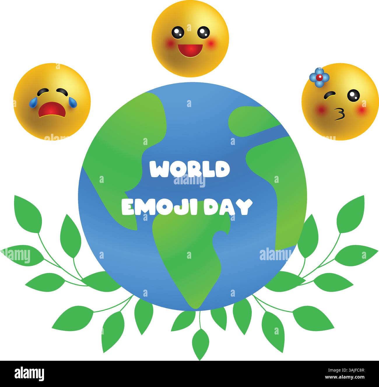 journée mondiale emoji, illustration vectorielle sur fond blanc Illustration de Vecteur